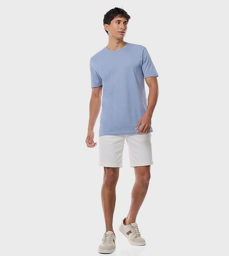 Solid T-Shirt with Crew Neck and Short Sleeves