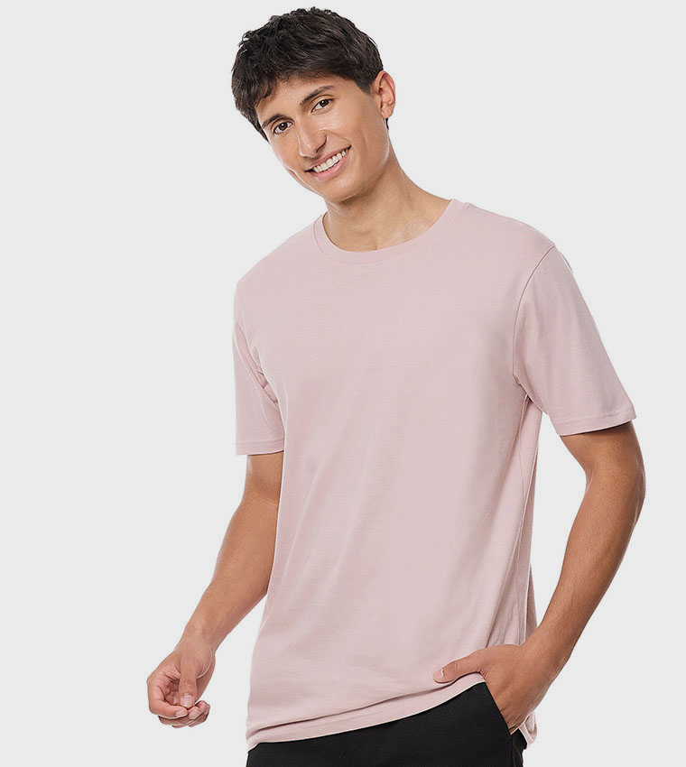 Solid T-Shirt with Crew Neck and Short Sleeves