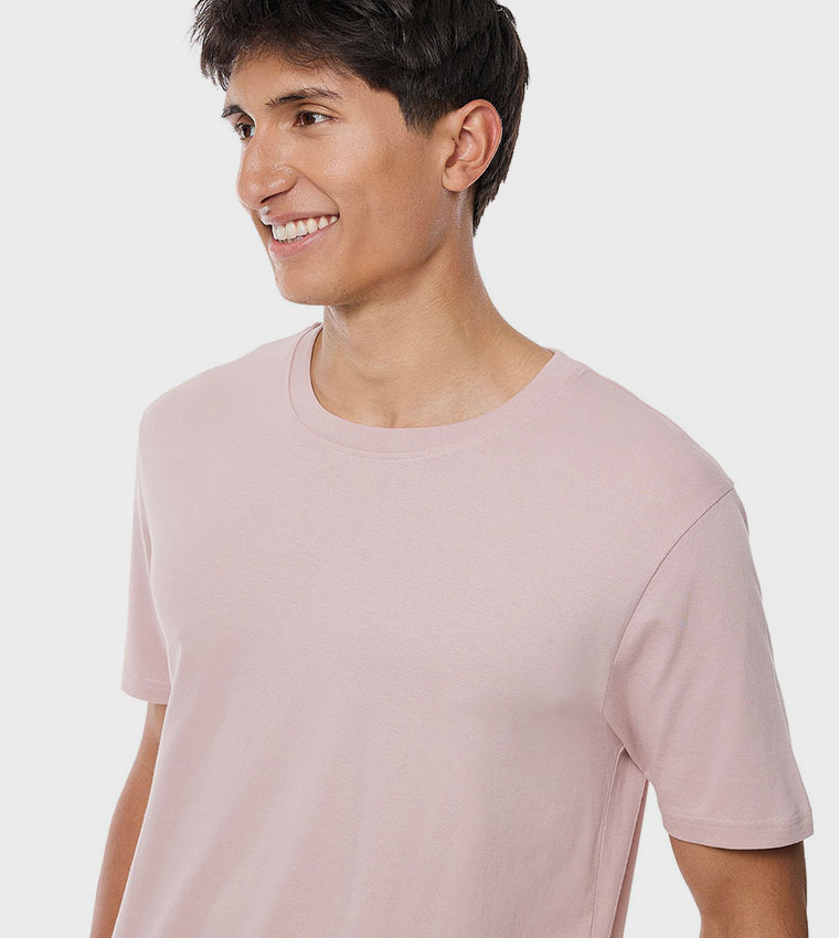 Solid T-Shirt with Crew Neck and Short Sleeves