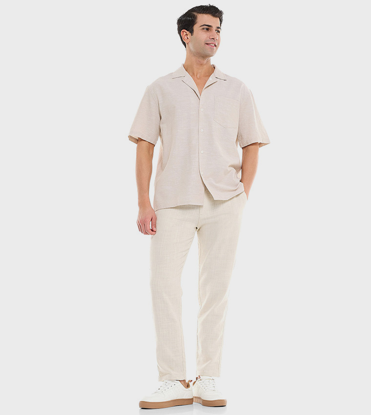 Textured Pants With Drawstring Waist
