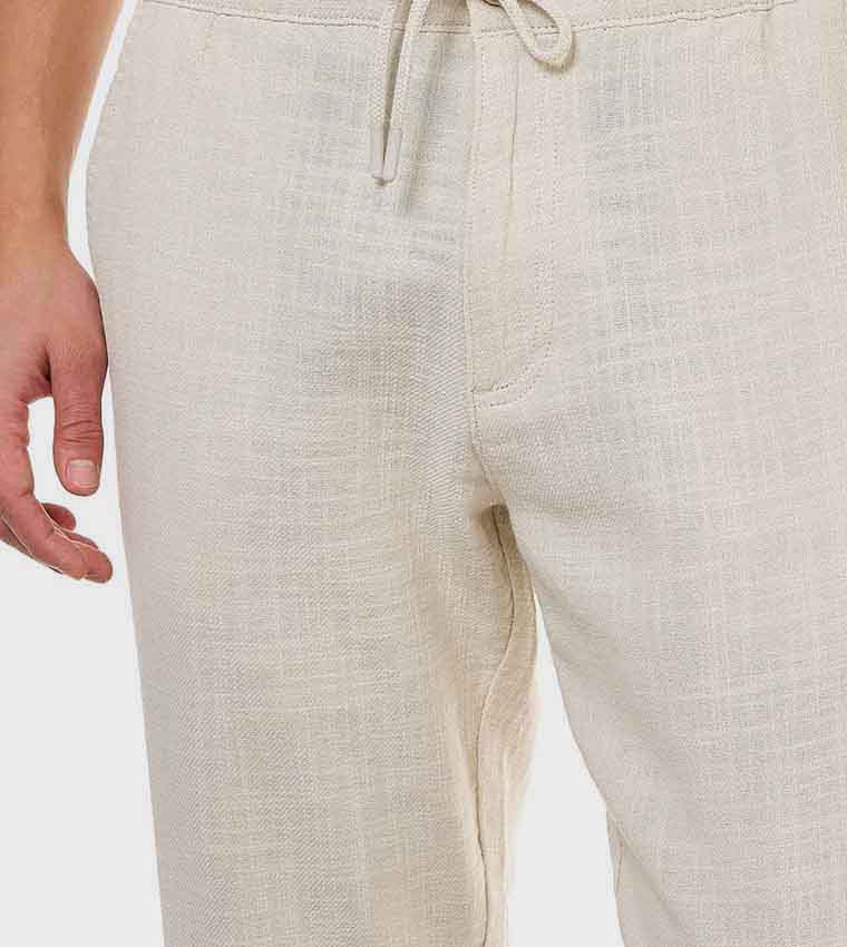 Textured Pants With Drawstring Waist