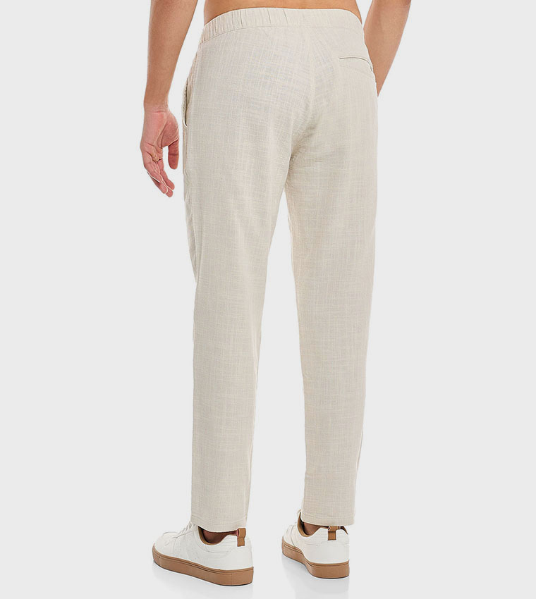 Textured Pants With Drawstring Waist