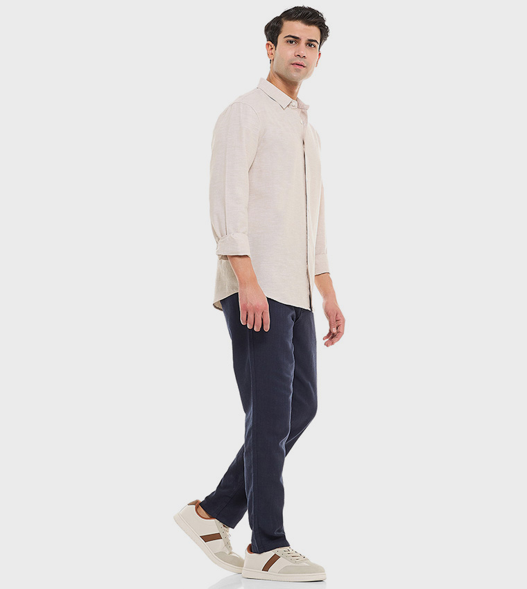 Textured Pants With Drawstring Waist