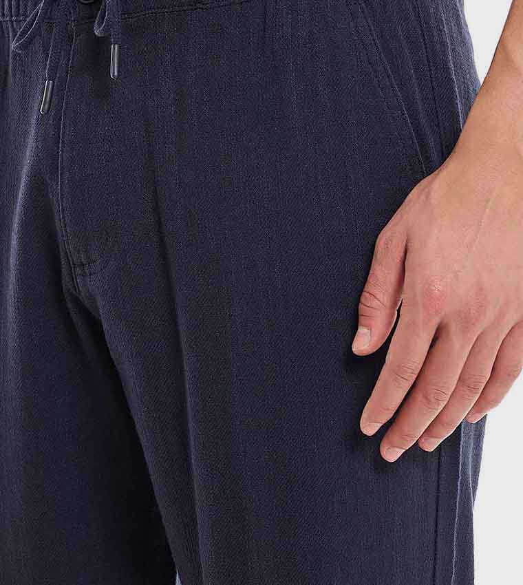 Textured Pants With Drawstring Waist