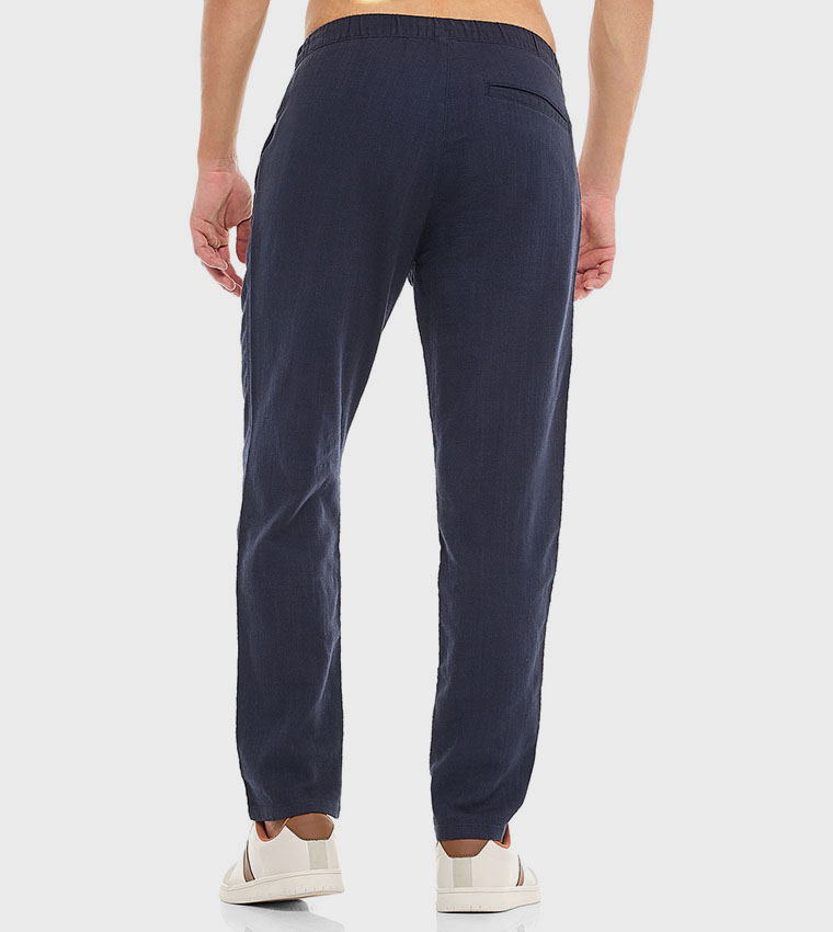 Textured Pants With Drawstring Waist