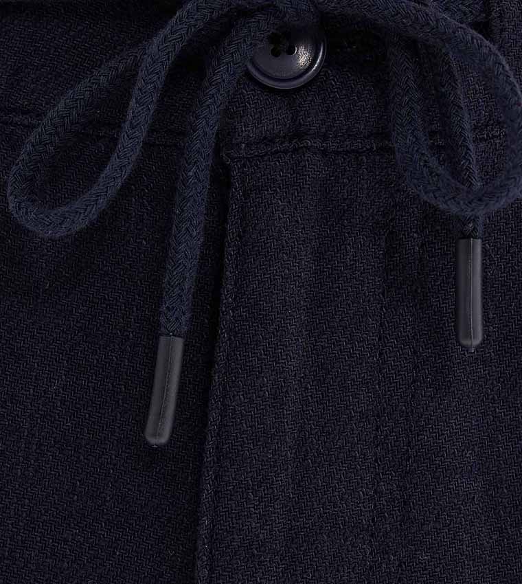Textured Pants With Drawstring Waist