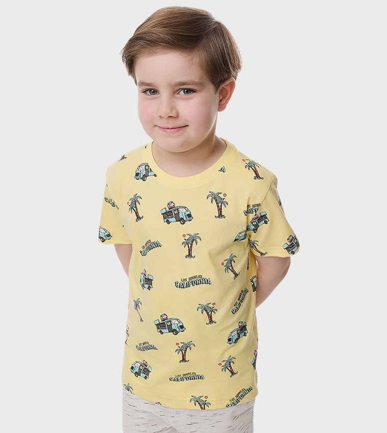 Printed T-Shirt with Crew Neck and Short Sleeves