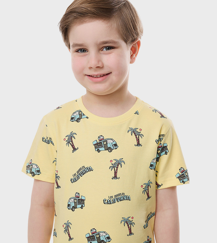 Printed T-Shirt with Crew Neck and Short Sleeves