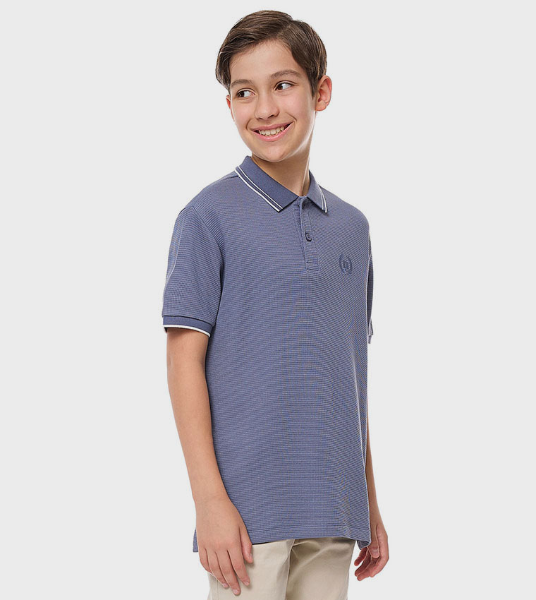 Embroidered Detail Polo T-Shirt with Short Sleeves