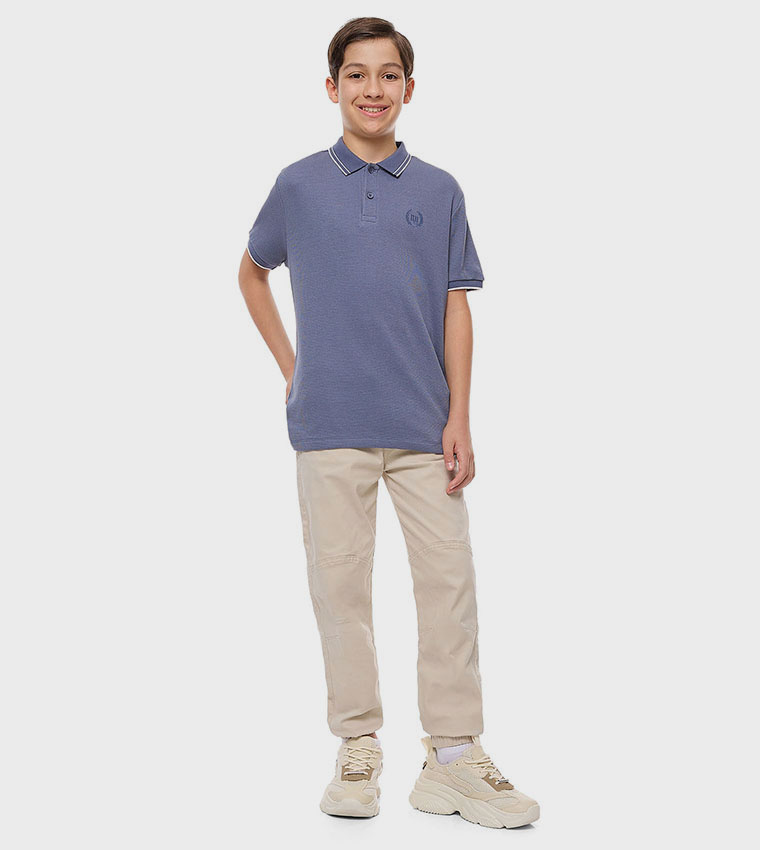 Embroidered Detail Polo T-Shirt with Short Sleeves