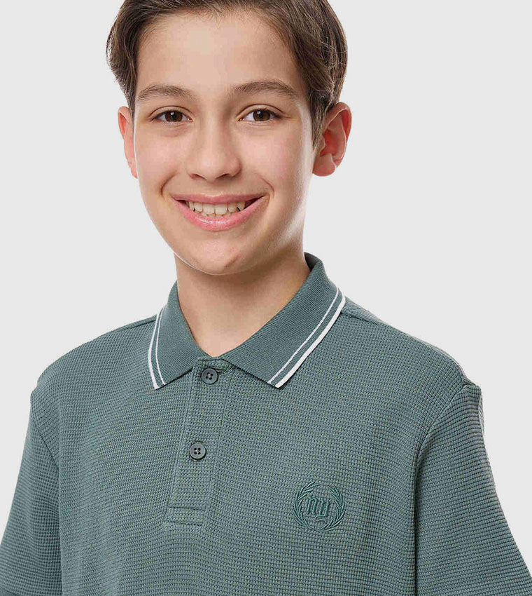 Embroidered Detail Polo T-Shirt with Short Sleeves