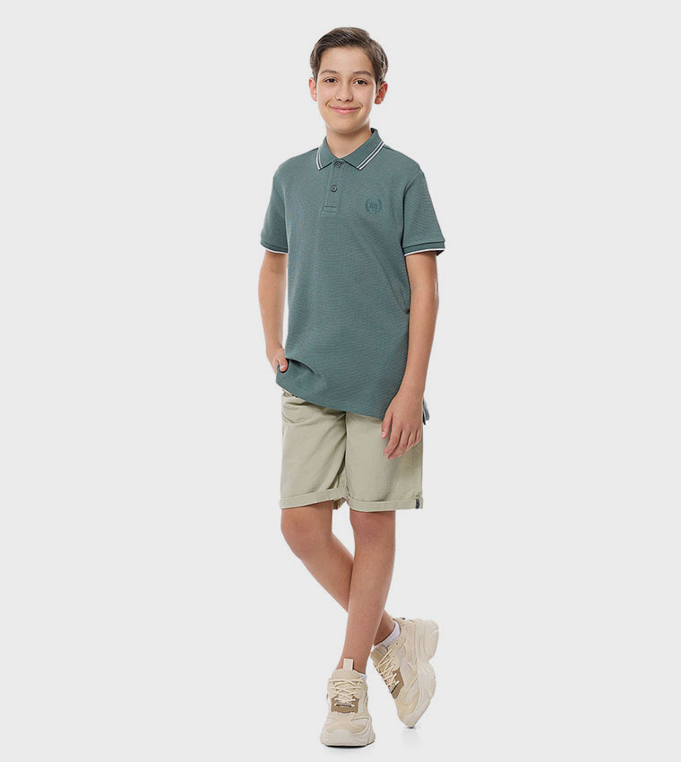 Embroidered Detail Polo T-Shirt with Short Sleeves
