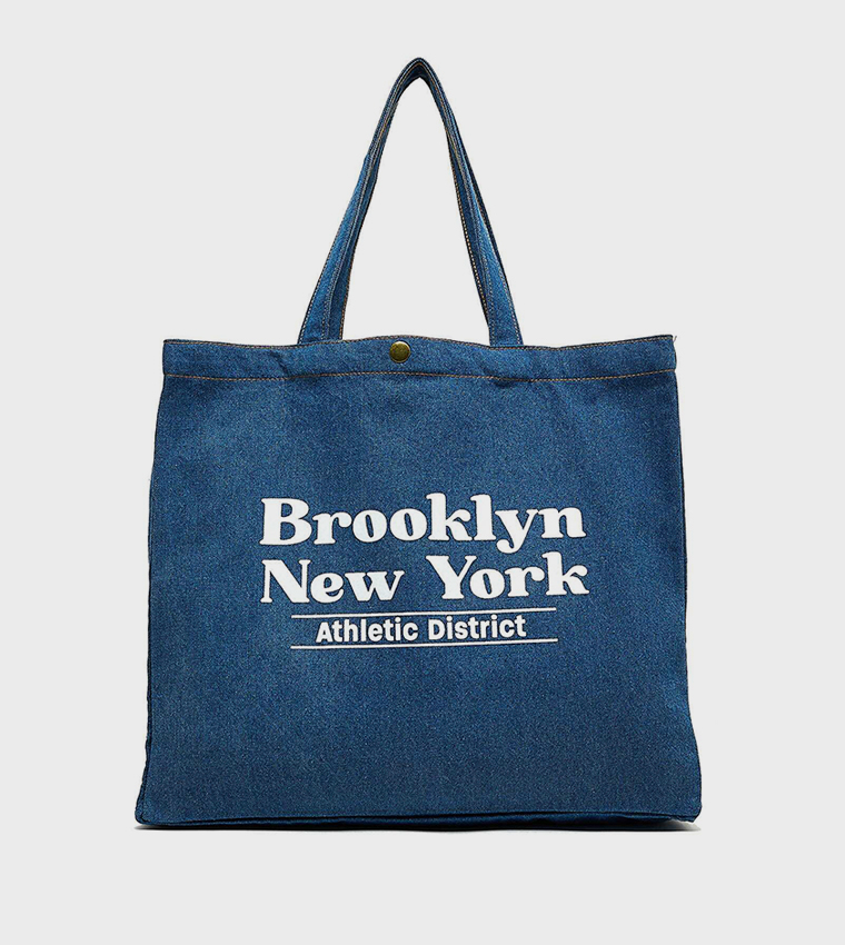 Printed Denim Shoulder Bag