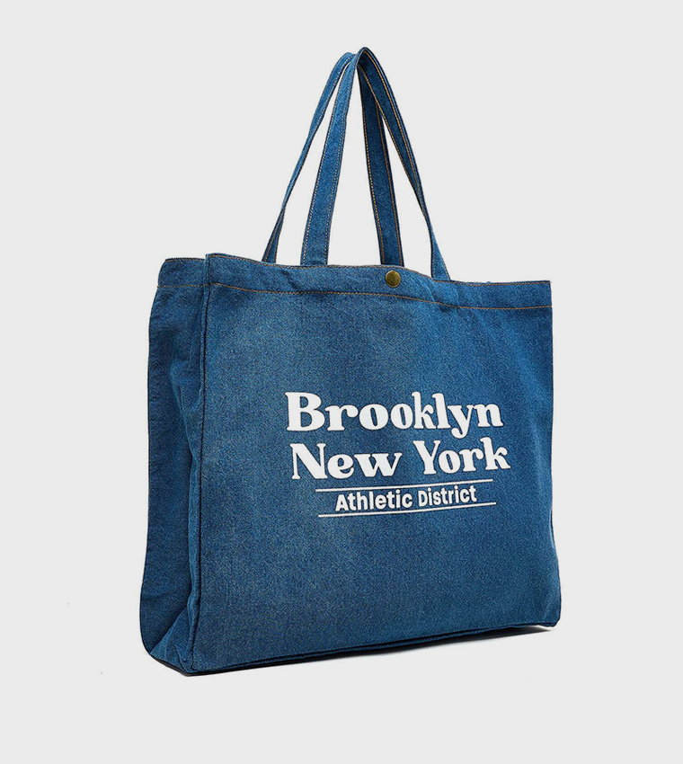 Printed Denim Shoulder Bag