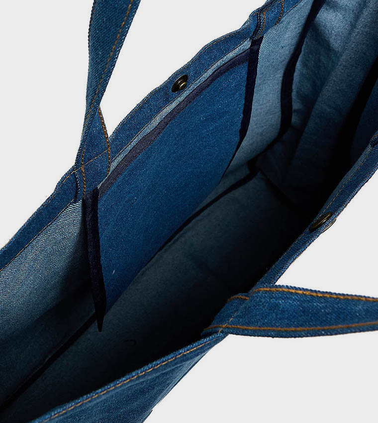 Printed Denim Shoulder Bag