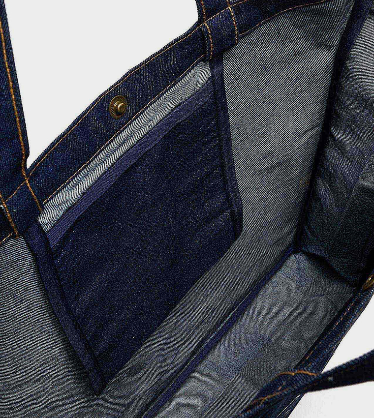 Printed Denim Shoulder Bag
