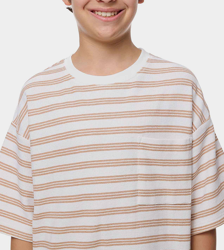 Striped T-Shirt with Crew Neck and Short Sleeves