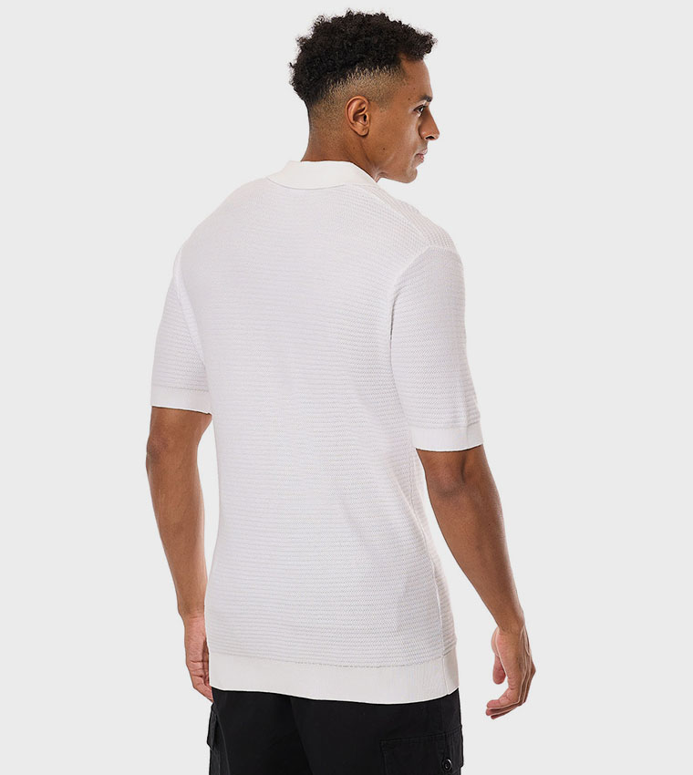 Textured Polo T-Shirt with Short Sleeves