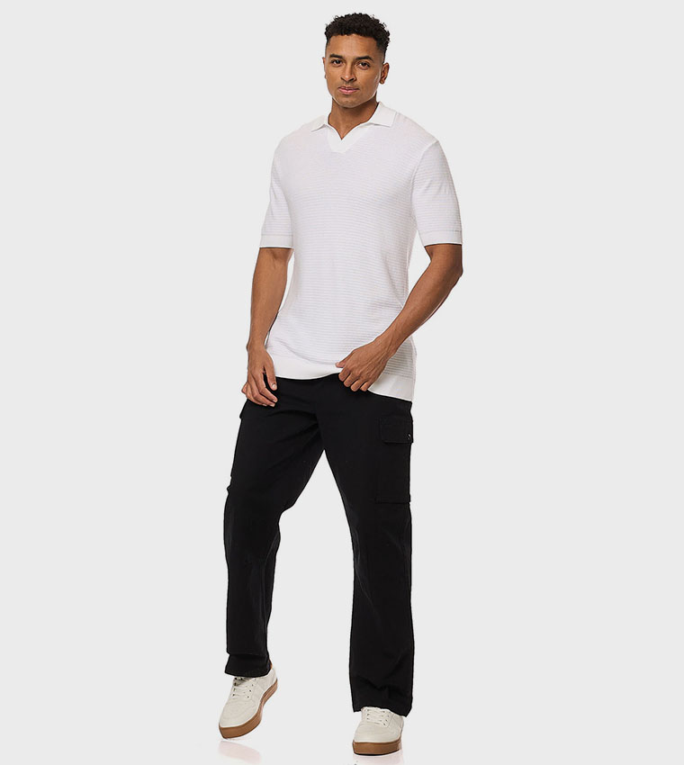 Textured Polo T-Shirt with Short Sleeves