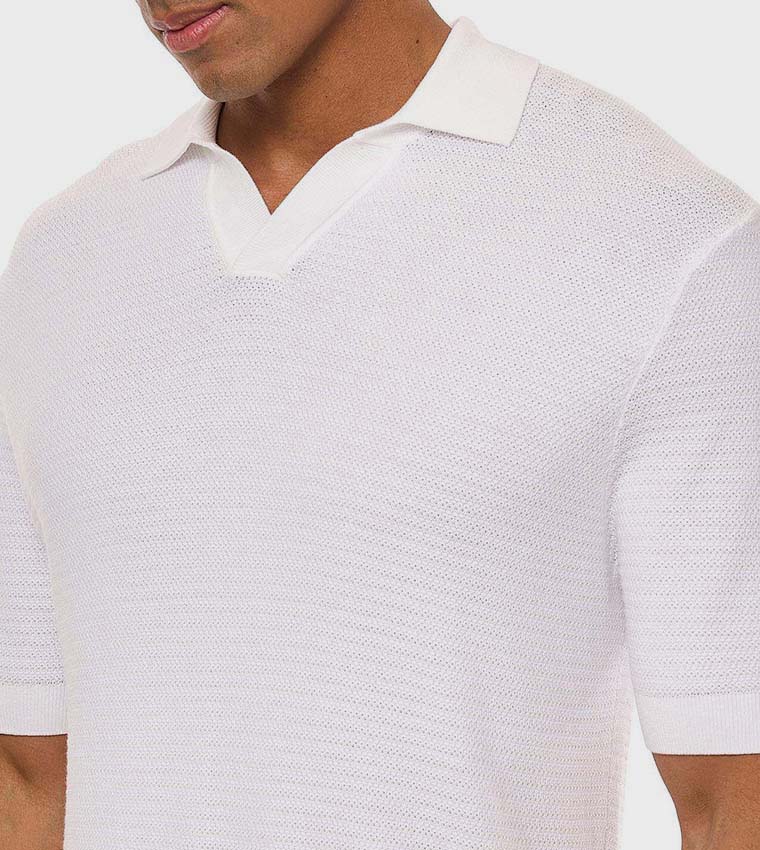 Textured Polo T-Shirt with Short Sleeves