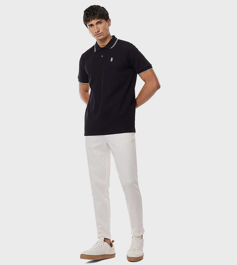 Logo Embroidered Polo T-Shirt with Short Sleeves