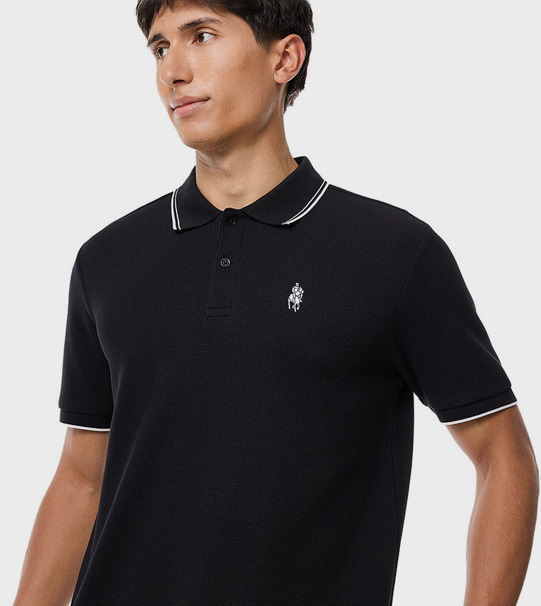 Logo Embroidered Polo T-Shirt with Short Sleeves