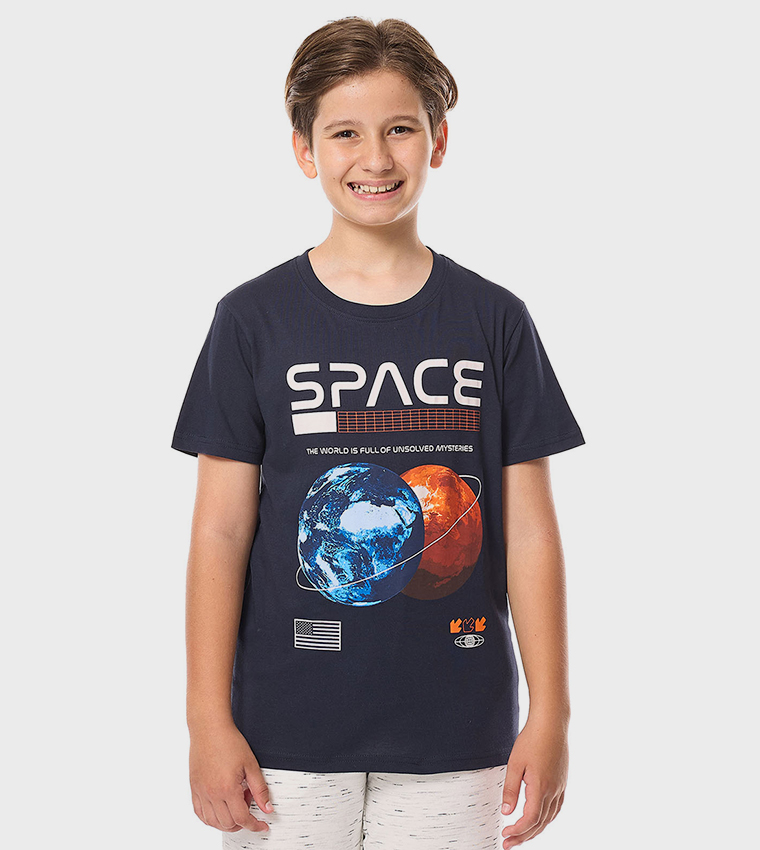 Printed T-Shirt with Crew Neck and Short Sleeves