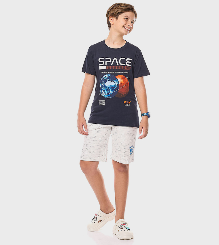 Printed T-Shirt with Crew Neck and Short Sleeves