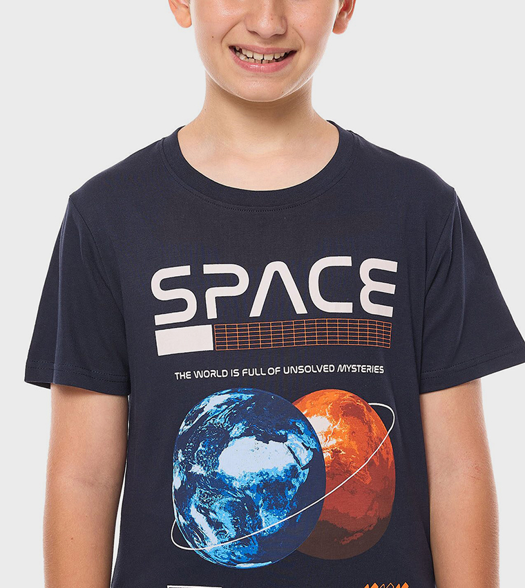 Printed T-Shirt with Crew Neck and Short Sleeves