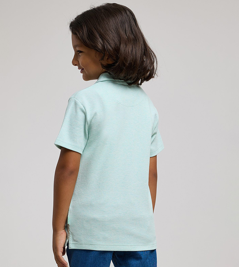 Textured Polo T-Shirt with Short Sleeves