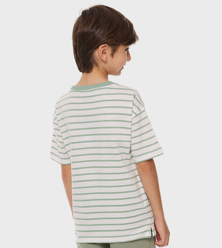 Striped T-Shirt with Crew Neck and Short Sleeves