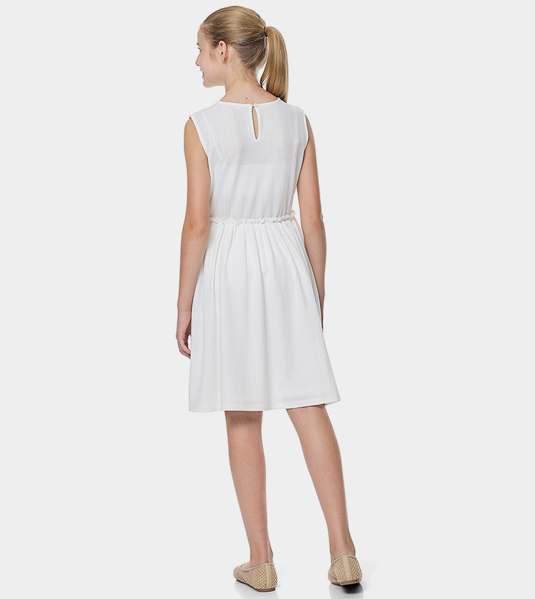 Crochet Detail Sleeveless Fit and Flare Dress