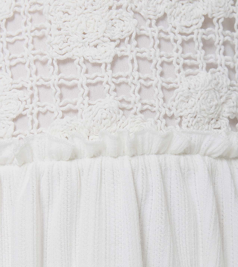 Crochet Detail Sleeveless Fit and Flare Dress