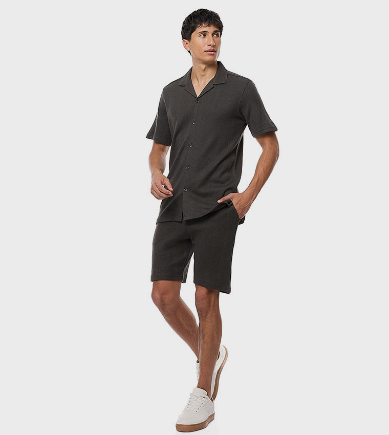 Textured Shorts with Drawstring Waist
