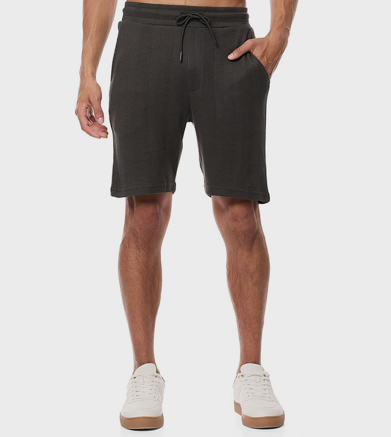 Textured Shorts with Drawstring Waist