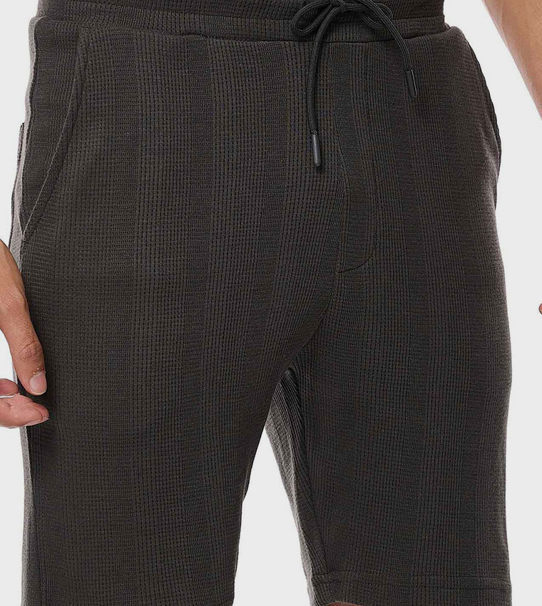 Textured Shorts with Drawstring Waist