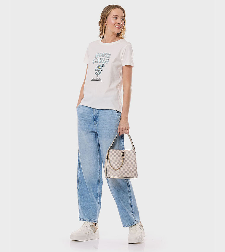 Faded Barrel Fit Jeans with Button Closure