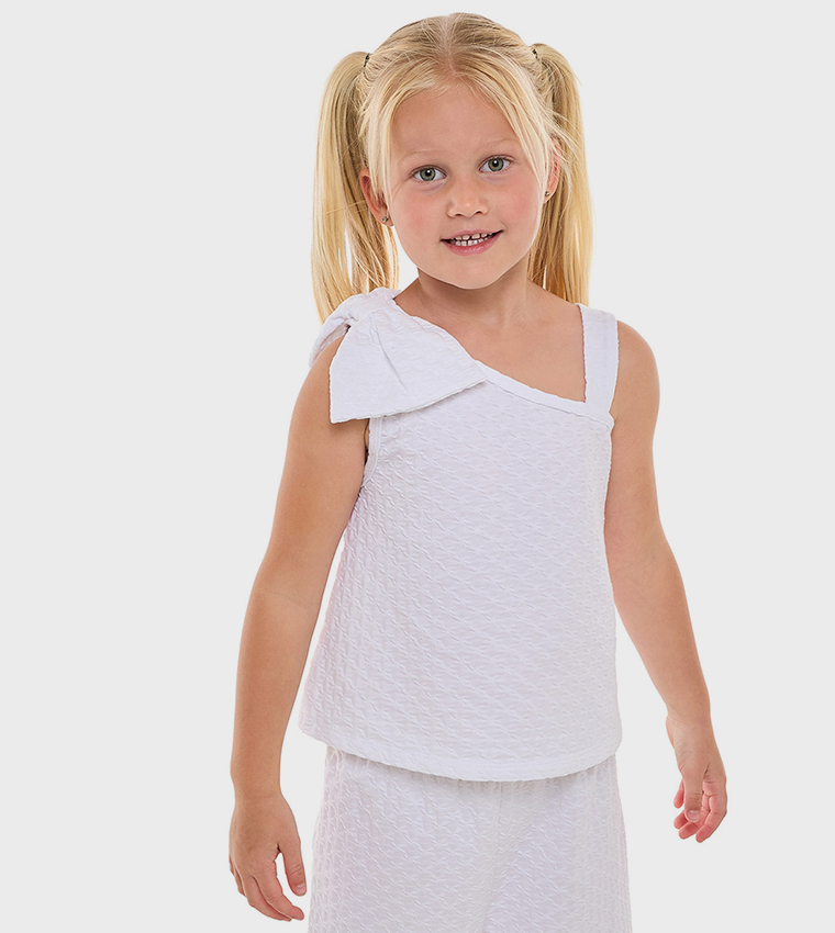 Textured Bow Detail Top and Pants Set