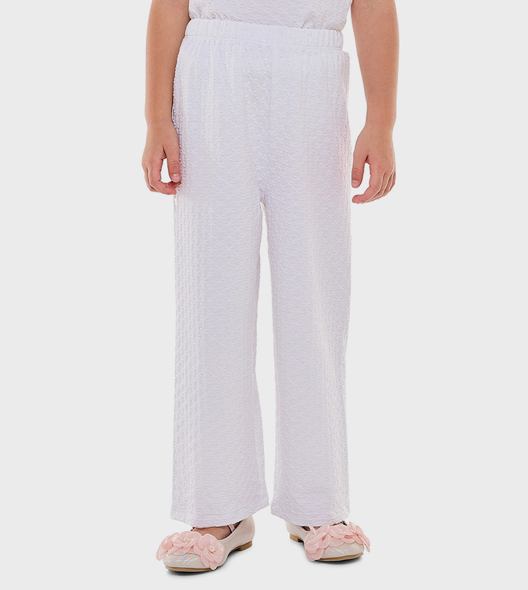 Textured Bow Detail Top and Pants Set