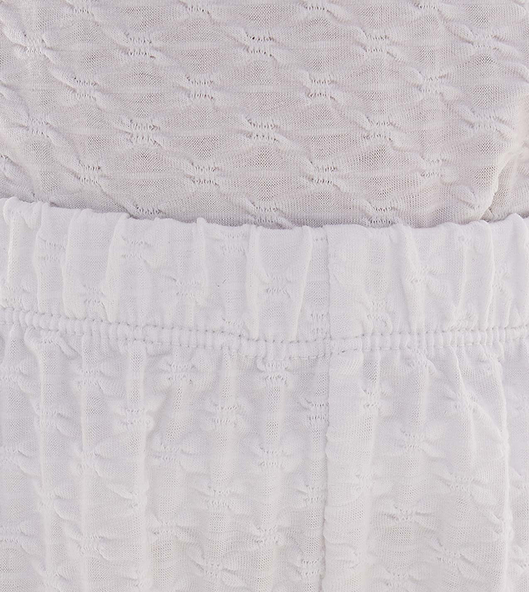 Textured Bow Detail Top and Pants Set