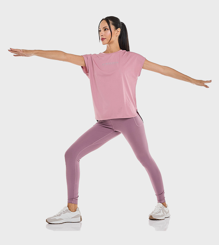 Solid Active Leggings with Elastic Waist