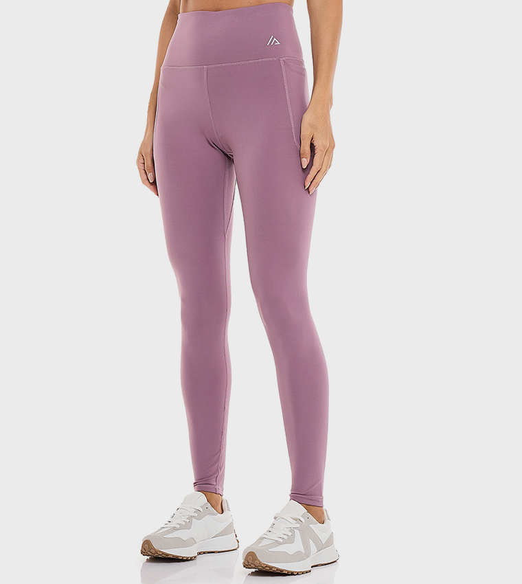 Solid Active Leggings with Elastic Waist