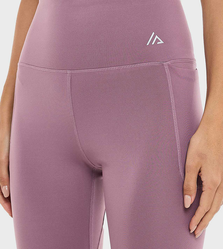 Solid Active Leggings with Elastic Waist