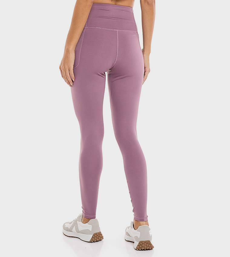 Solid Active Leggings with Elastic Waist