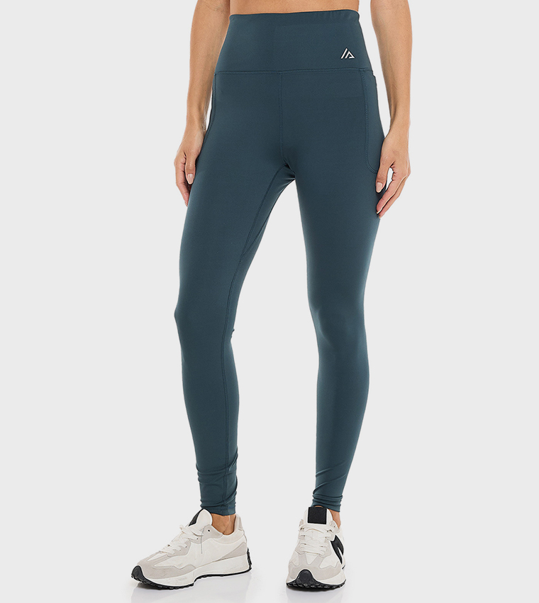 Solid Active Leggings with Elastic Waist