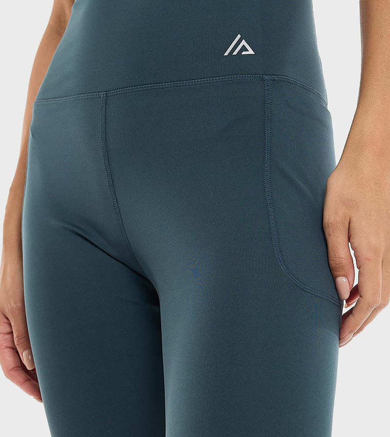 Solid Active Leggings with Elastic Waist