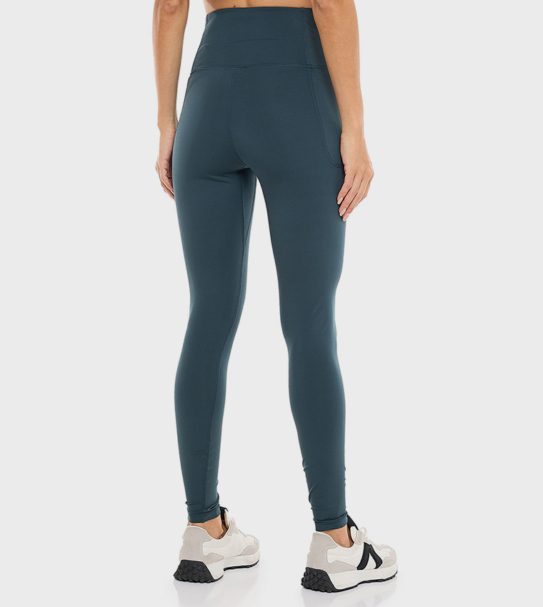 Solid Active Leggings with Elastic Waist