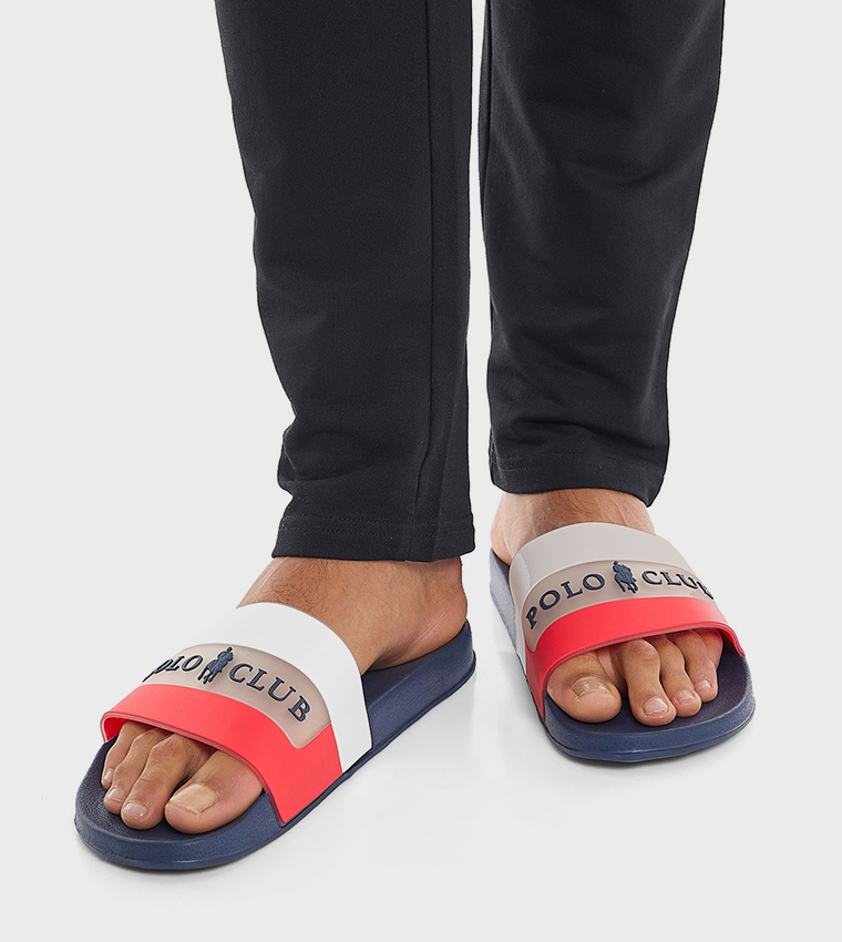 Buy R&B Color Block Slides In Navy | 6thStreet UAE
