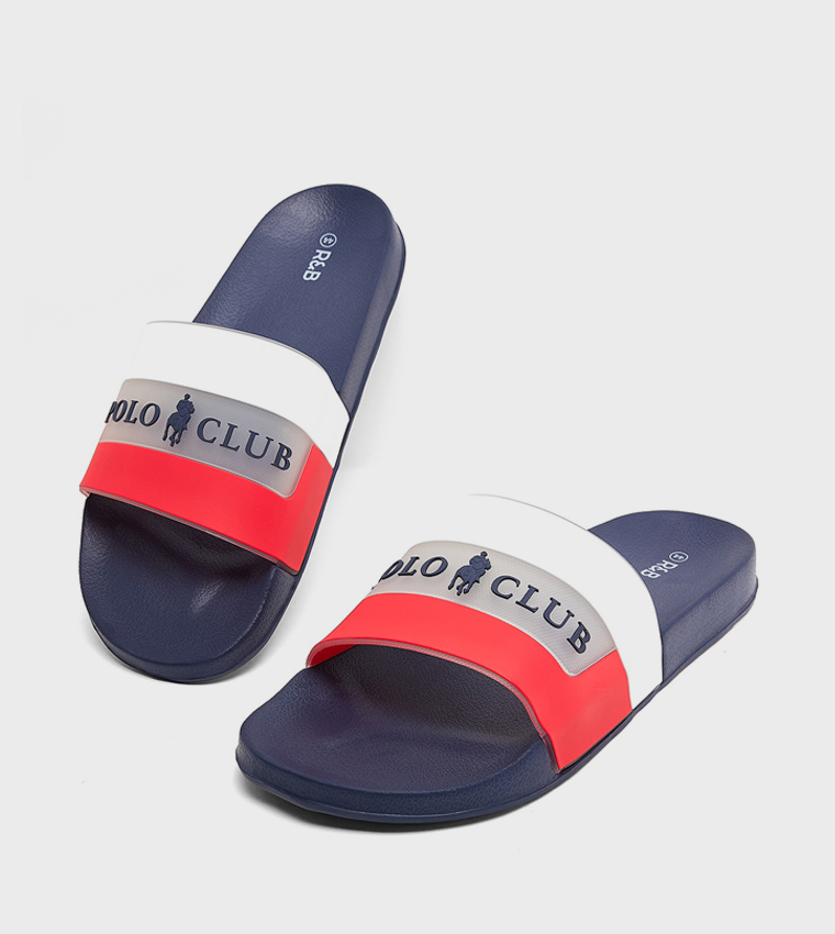 Buy R&B Color Block Slides In Navy | 6thStreet UAE