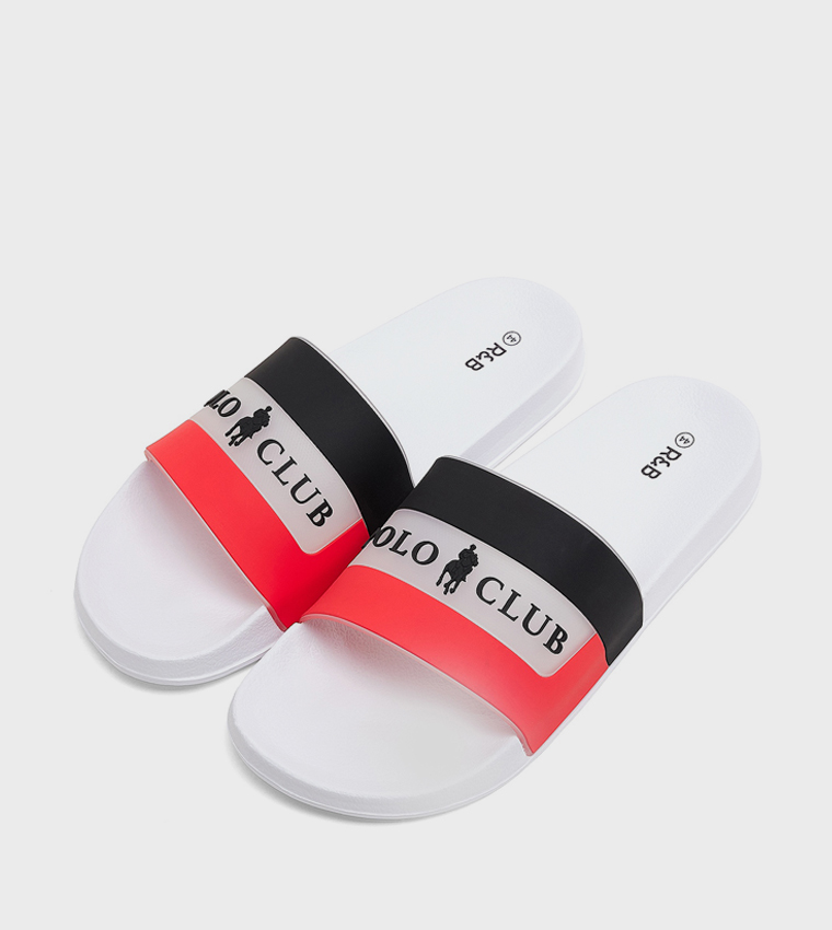 Buy R&B Color Block Slides In White | 6thstreet Saudi Arabia